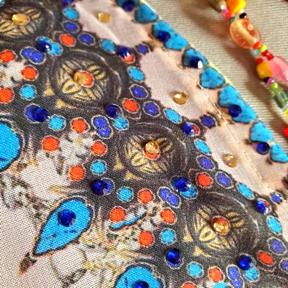 COLORFUL ☆ RHINESTONE ACCENTED ☆ CAFTAN TOP/POOL COVER-UP ☆ NWT - Picture 7 of 15